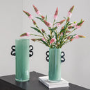 Axyaa Glass Vase Double-eared Straight-tube for Flower Arrangement and Home Decor