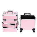 Axyaa Makeup Train Case: Large Capacity, 4-in-1 Professional Trolley with Swivel Wheels