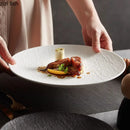 Axyaa Matte Stone Patterned Ceramic Steak Dessert Sushi Salad Plate - Round Shallow Specialty Tableware