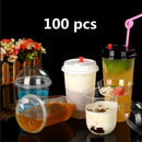 Axya Disposable Plastic Cups with Dome Lids - Ideal for Cold Drinks, Coffee, Tea, Smoothies, Sodas