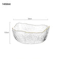 Axyaa Japanese Style Iceberg Glass Bowl with Gold Rim, Large Size