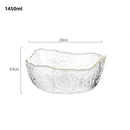 Axyaa Japanese Style Iceberg Glass Bowl with Gold Rim, Large Size