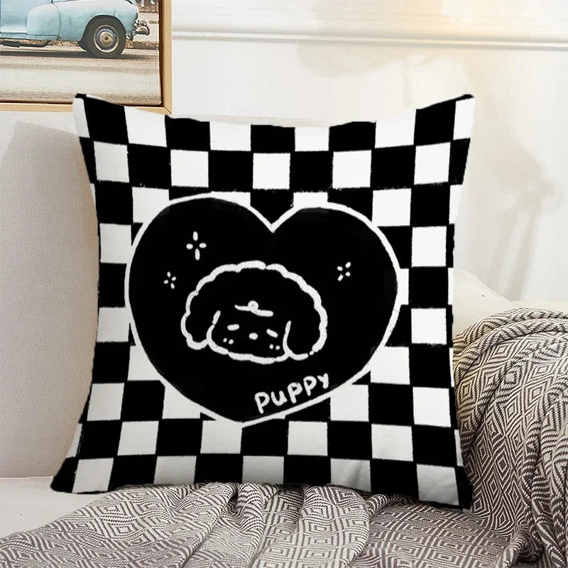 Axyaa Checkerboard Pillow Cases 45x45 Set of 2 Decorative Cushion Covers