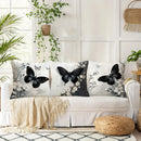 Axyaa Bohemian Butterfly Floral Throw Pillow Covers, 18x18 Inch Black & White