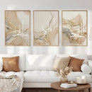 Axyaa Allahu Akbar Beige Gold Marble Canvas Wall Art Print - Set of 3