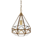 Axyaa Zaria Pendant Light – Antique Brass Geometric Glass Chandelier