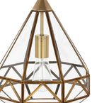 Axyaa Zaria Pendant Light – Antique Brass Geometric Glass Chandelier