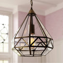Axyaa Zaria Pendant Light – Antique Brass Geometric Glass Chandelier