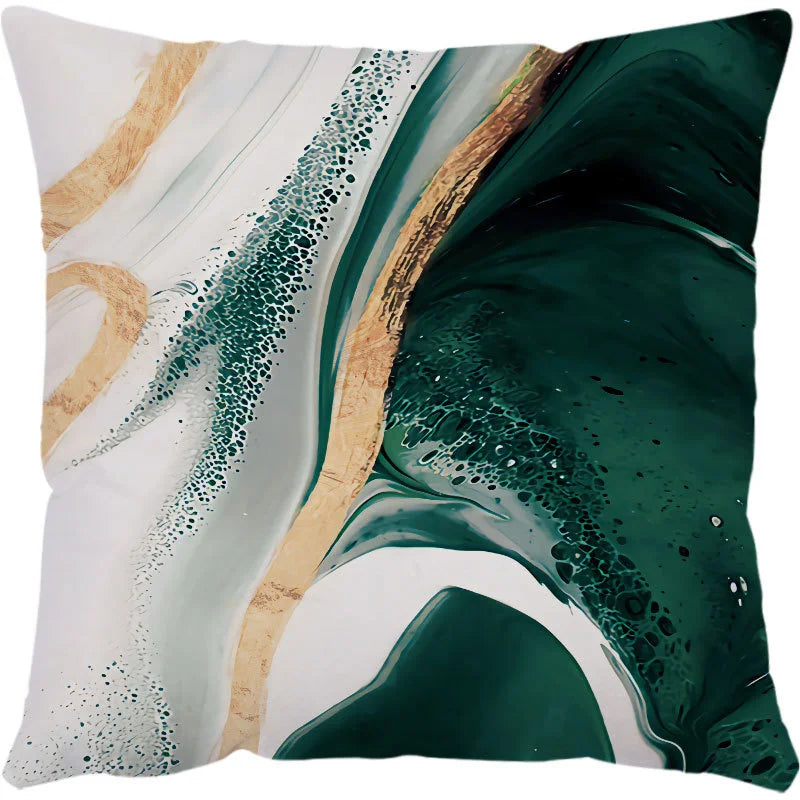 Luxurious Green Marble Texture Pillowcase Set for Home Decoration by Axyaa