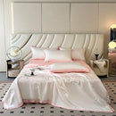 Axyaa Embroidered Silk Summer Quilt 4-Piece Bedding Set