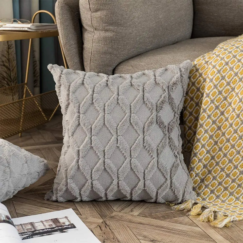 Axyaa Plush Pillow Cover 45x45cm Cozy Cushion for Home Living Room Sofa