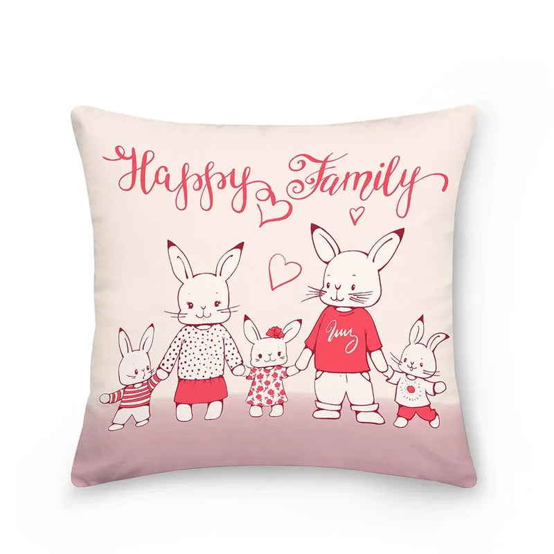 Easter Bunny Polyester Throw Pillow for Home Decor Sofa by Axyaa