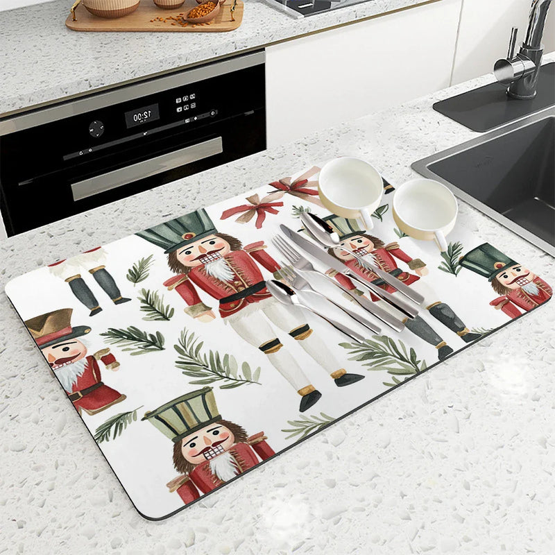 Axyaa Christmas Nutcracker Absorbent Kitchen Mat
