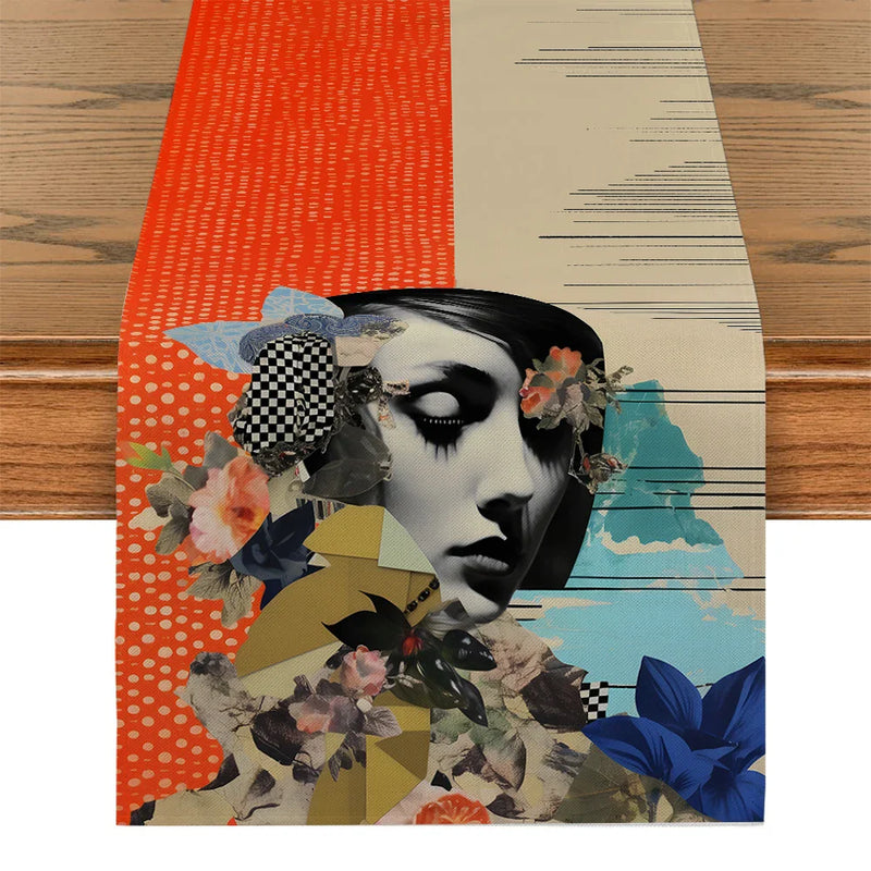 Axyaa Geometric Flower Table Runner for Rustic Home Dining Decor