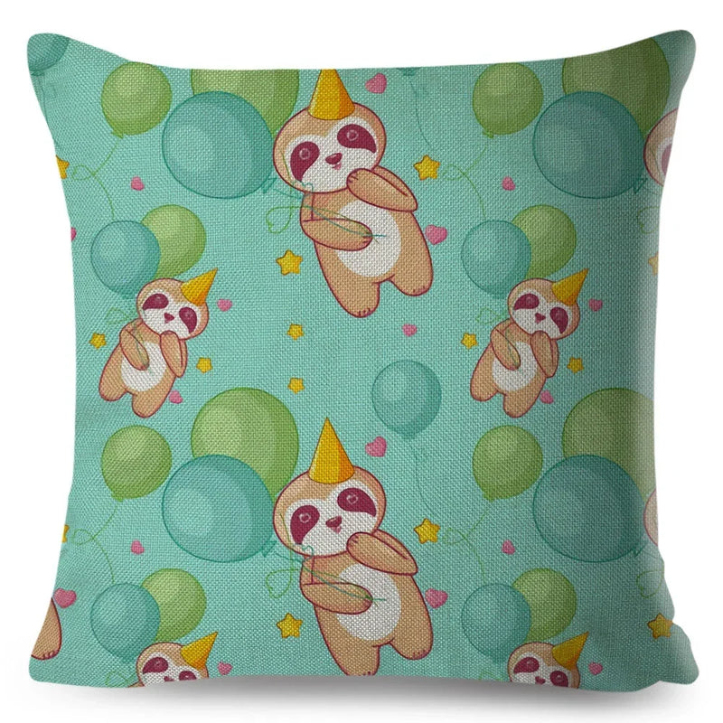 Axyaa Cat Cushion Cover: Decorative Linen Pillow for Home, Sofa, Children's Room