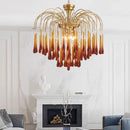 Axyaa Tea Droplet Glass Chandelier: Modern Living & Dining Room Pendant Light