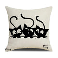 Axyaa Funny Cats Linen Pillow Cover 45x45cm - Farmhouse Decor & Office Throw Pillowcase