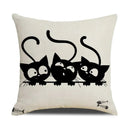 Axyaa Funny Cats Linen Pillow Cover 45x45cm - Farmhouse Decor & Office Throw Pillowcase