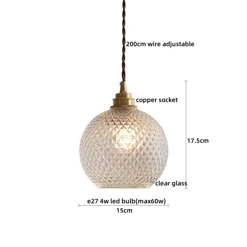 Axyaa Copper Glass LED Pendant Chandelier for Home Decor