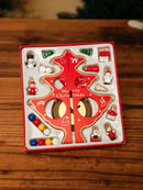 Axyaa Red Wooden Christmas Tree Ornament Decor for Festive Table Centerpiece