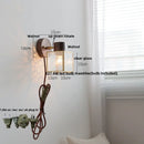 Axyaa Clear Glass LED Wall Light Fixture Walnut Wood Bedside Lamp Nordically Modern
