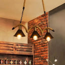 Axyaa Industrial Hemp Rope Chandelier for Restaurant, Clothing Store, Barber Shop, cafe