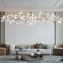 Axyaa Modern Brass Ginkgo Leaf Branch Chandelier for Dining Room & Living Space