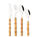 Axyaa Bamboo Handle Stainless Steel Cutlery Set