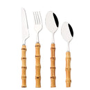 Axyaa Bamboo Handle Stainless Steel Cutlery Set