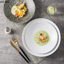 Axyaa Stone Patterned Ceramic Soup, Salad, Pasta Plate Set