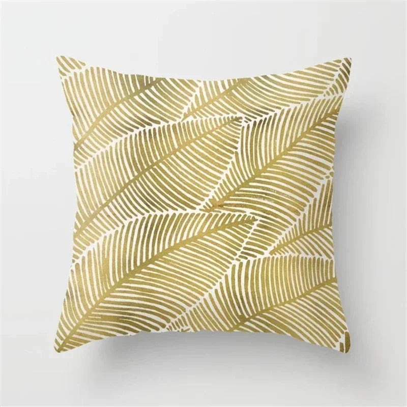 Axyaa Rose Gold Pink Palm Pillowcase 45x45cm Tropical Plants Cushion Cover