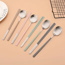 Axyaa 8Pcs Matte Cutlery Set Korean Chopsticks Dinner Spoons Dessert Spoon Flatware