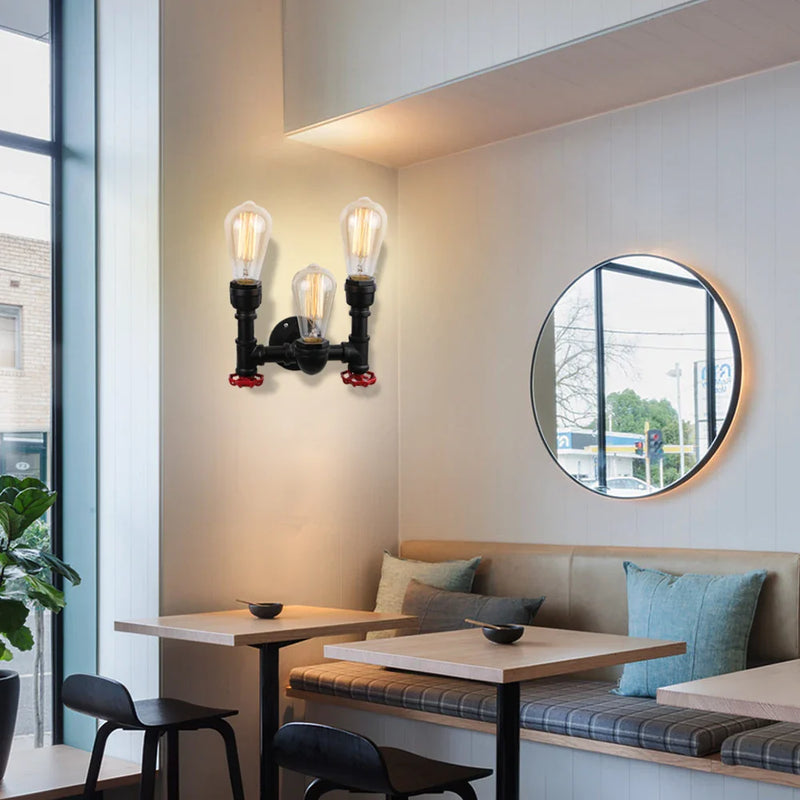 Axyaa Retro Iron Water Pipe Wall Light for Industrial Loft Decor