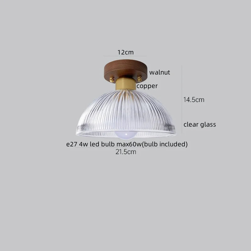 Axyaa Modern Wood Glass LED Ceiling Light for Kitchen Living Room Decor