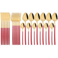 Gold Stainless Steel Cutlery Set by Axyaa - 24Pcs Western Tableware Flatware