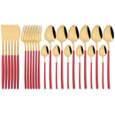 Gold Stainless Steel Cutlery Set by Axyaa - 24Pcs Western Tableware Flatware