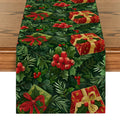 Axyaa Christmas Plant Leaves Table Runner - Festive Dining Decor