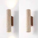 Axyaa Wood Canopy LED Wall Lights Bedroom Bedside Lamp Sconce - Nordic Modern Yellow Travertine