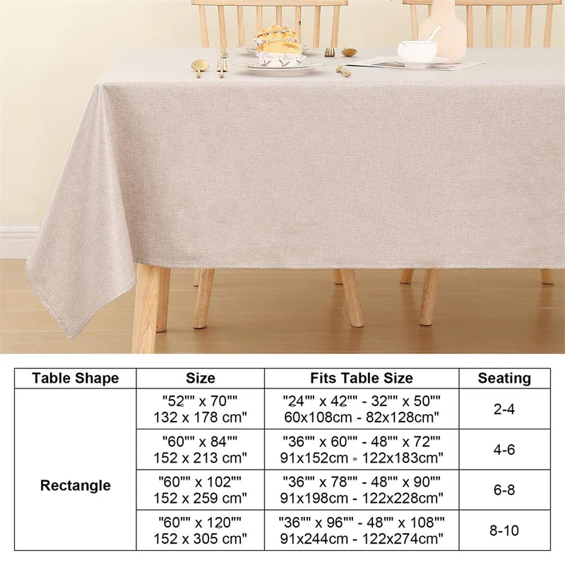 Axyaa Waterproof Faux Linen Rectangle Tablecloth for Kitchen & Dining