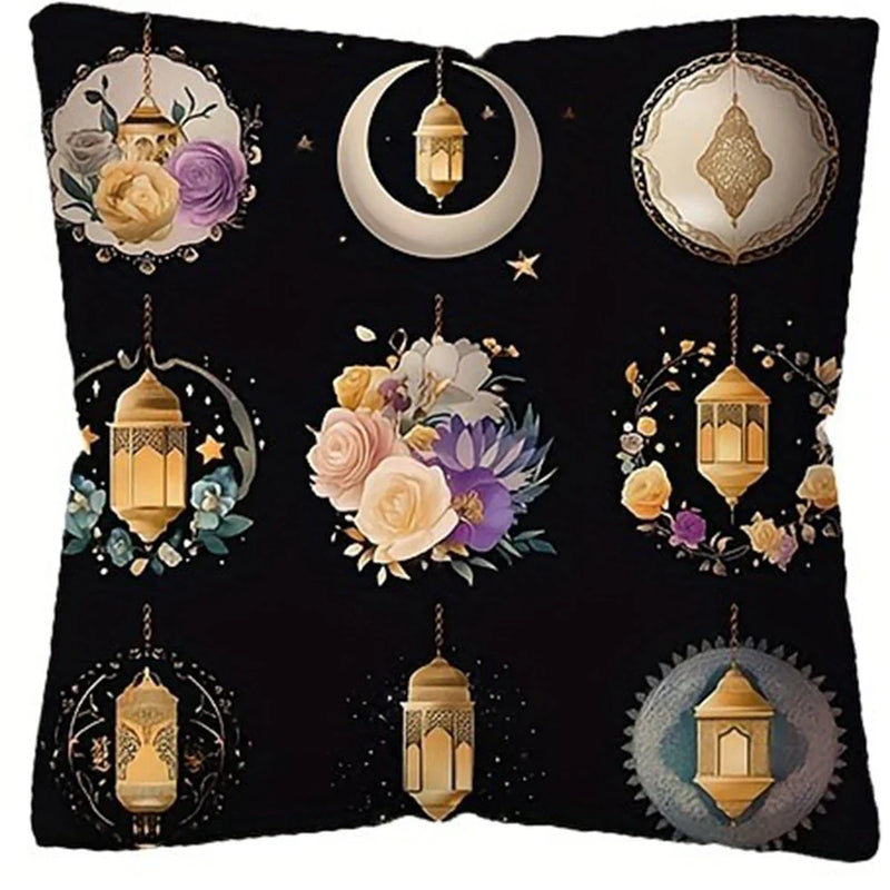 Axyaa Ramadan Floral Crescent Moon Fasting Lamp Pillowcase