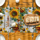 Sunflower Wood Table Runner for Axyaa Brand Dining Décor