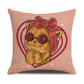 Funny Cats Print Pillow Case for Home Decor by Axyaa: 45x45cm Linen Cover