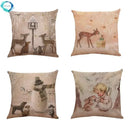 Axyaa Printed Linen Pillowcase Cushion Cover for Home Decor