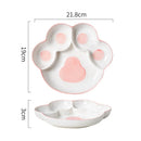 Axyaa Cute Cat Claws Ceramic Meal Grids Plates for Creative Fat Reduction
