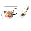 Axyaa Hand Drawn Handlebar Ceramic Mug for Coffee, Tea & Water - 400ML