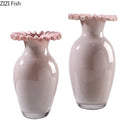 Axyaa Pink Flower Edge Glass Vase Hydroponics Plant Pot Room Decor