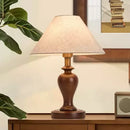 Axyaa Chinese Retro Solid Wood Floor Lamp with LED Light and Fabric Lampshade