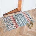 Axyaa Cotton Linen Tassel Rug Carpets for Home Decor - Boho Ethnic Anti-slip Floor Mat