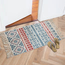 Axyaa Cotton Linen Tassel Rug Carpets for Home Decor - Boho Ethnic Anti-slip Floor Mat
