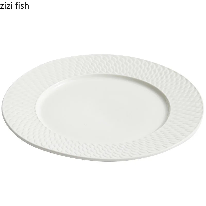 Axya Relief Texture Ceramic Dining Plate Steak Pasta Dessert Molecular Cuisine Tableware